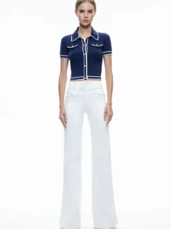 Alice and Olivia Marlena Button Front Polo-Women Tops