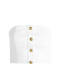 Alice and Olivia Mel Denim Button Up Bustier-Women Tops