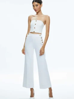 Alice and Olivia Mel Denim Button Up Bustier-Women Tops