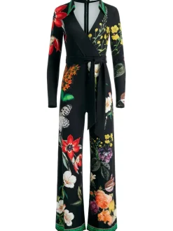 Alice and Olivia Melinda Wide Leg Wrap Jumpsuit-Women Jumpsuits