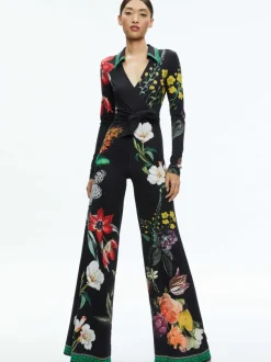 Alice and Olivia Melinda Wide Leg Wrap Jumpsuit-Women Jumpsuits
