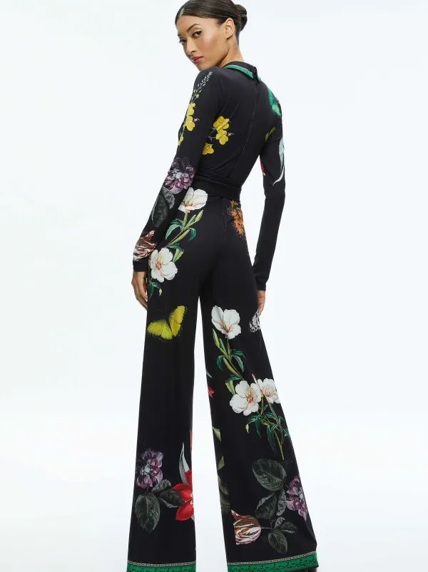 Alice and Olivia Melinda Wide Leg Wrap Jumpsuit-Women Jumpsuits