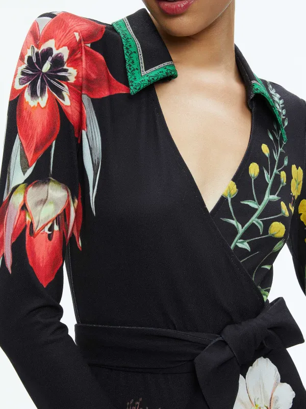 Alice and Olivia Melinda Wide Leg Wrap Jumpsuit-Women Jumpsuits