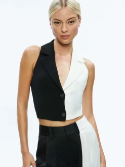 Alice and Olivia Meri Color Block Blazer Top + Pompey Color Block Pant-Women Matching Sets