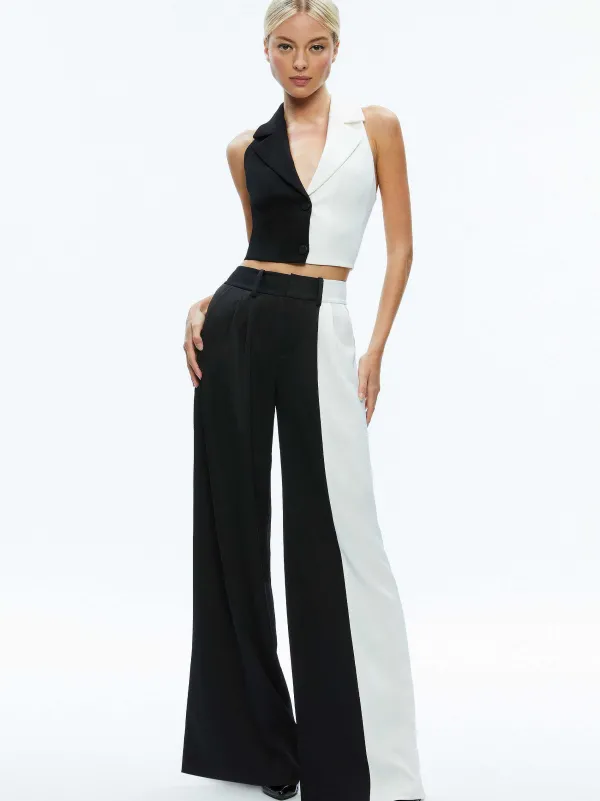 Alice and Olivia Meri Color Block Blazer Top + Pompey Color Block Pant-Women Matching Sets