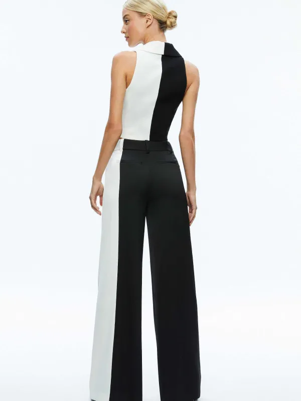 Alice and Olivia Meri Color Block Blazer Top + Pompey Color Block Pant-Women Matching Sets