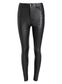 Alice and Olivia Mikah Single Button Leather Pant-Women Pants