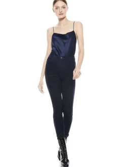 Alice and Olivia Mikah Single Button Suede Pant-Women Pants