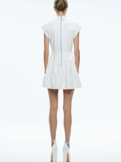 Alice and Olivia Mila Vegan Deep V-Neck Twist Front Mini Dress-Women Dresses