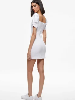Alice and Olivia Mimi Puff Sleeve Denim Mini Dress-Women Dresses