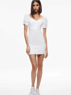 Alice and Olivia Mimi Puff Sleeve Denim Mini Dress-Women Dresses