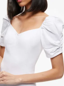 Alice and Olivia Mimi Puff Sleeve Denim Mini Dress-Women Dresses