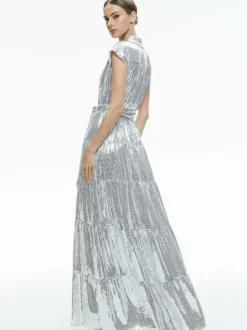 Alice and Olivia Miranda Embellished Tiered Maxi Dress-Women Dresses