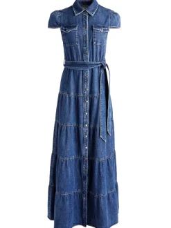 Alice and Olivia Miranda Maxi Denim Dress-Women Dresses
