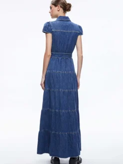 Alice and Olivia Miranda Maxi Denim Dress-Women Dresses