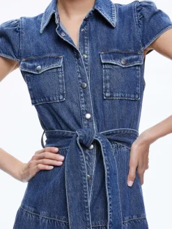 Alice and Olivia Miranda Maxi Denim Dress-Women Dresses