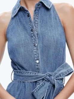 Alice and Olivia Miranda Sleeveless Mini Denim Dress-Women Dresses