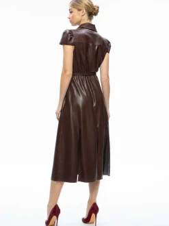 Alice and Olivia Miranda Vegan Leather Midi Dress-Women Dresses