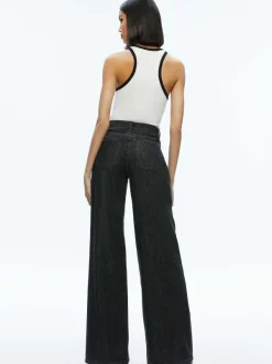 Alice and Olivia Mirtha Ribbed Racerback Tank-Women Tops