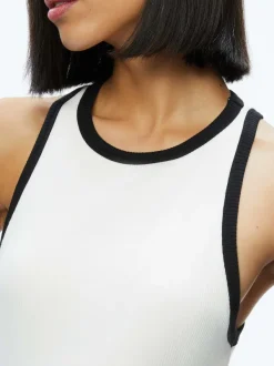 Alice and Olivia Mirtha Ribbed Racerback Tank-Women Tops