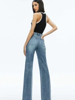 Alice and Olivia Mirtha Ribbed Racerback Tank-Women Tops