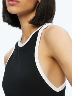 Alice and Olivia Mirtha Ribbed Racerback Tank-Women Tops