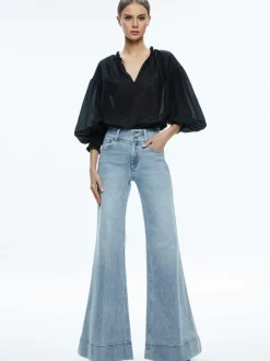 Alice and Olivia Missa High Rise Wide Leg Jean-Women Pants