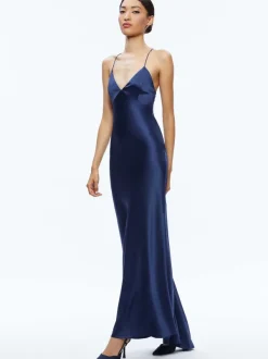 Alice and Olivia Montana Lace Up Back Maxi Gown-Women Dresses