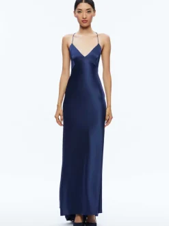 Alice and Olivia Montana Lace Up Back Maxi Gown-Women Dresses