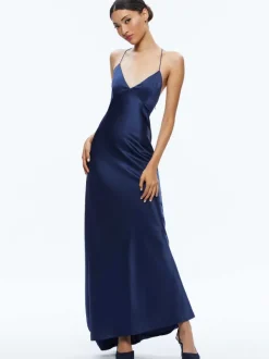 Alice and Olivia Montana Lace Up Back Maxi Gown-Women Dresses