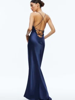 Alice and Olivia Montana Lace Up Back Maxi Gown-Women Dresses