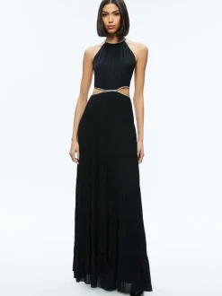Alice and Olivia Myrtice Embellished Cut Out Maxi Dress-Women Dresses