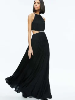 Alice and Olivia Myrtice Embellished Cut Out Maxi Dress-Women Dresses