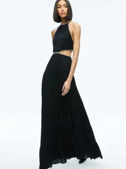 Alice and Olivia Myrtice Embellished Cut Out Maxi Dress-Women Dresses