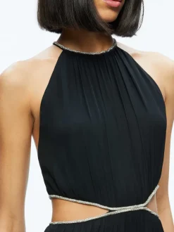 Alice and Olivia Myrtice Embellished Cut Out Maxi Dress-Women Dresses