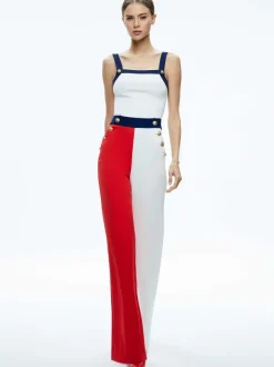 Alice and Olivia Narin High Rise Button Front Pant-Women Pants