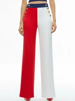 Alice and Olivia Narin High Rise Button Front Pant-Women Pants
