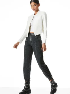 Alice and Olivia New Harvey Leather Jacket-Women Jackets + Coats