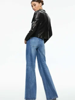 Alice and Olivia Nita Leather Drape Front Jacket-Women Jackets + Coats