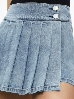 Alice and Olivia Noah Denim Pleated Skort-Women Skirts