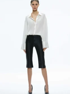 Alice and Olivia Olivia Low Rise Vegan Clam Digger Pant-Women Pants