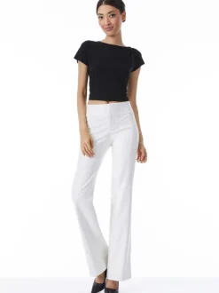 Alice and Olivia Olivia Vegan Leather Bootcut Pant-Women Pants
