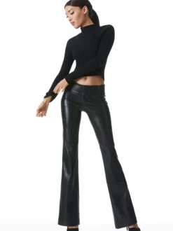Alice and Olivia Olivia Vegan Leather Bootcut Pant-Women Pants