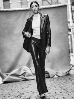 Alice and Olivia Olivia Vegan Leather Bootcut Pant-Women Pants