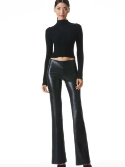 Alice and Olivia Olivia Vegan Leather Bootcut Pant-Women Pants