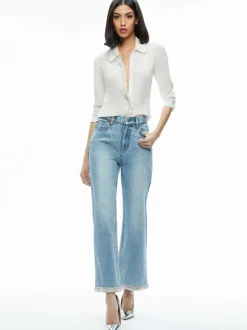 Alice and Olivia Ora High Rise Embellished Jean-Women Pants