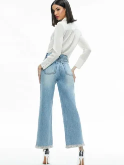 Alice and Olivia Ora High Rise Embellished Jean-Women Pants