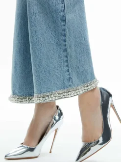 Alice and Olivia Ora High Rise Embellished Jean-Women Pants