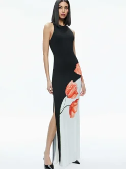 Alice and Olivia Pania Racer Neck Maxi Dress-Women Dresses