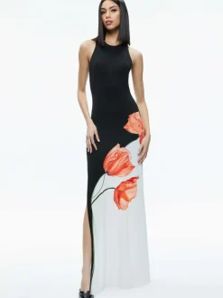 Alice and Olivia Pania Racer Neck Maxi Dress-Women Dresses